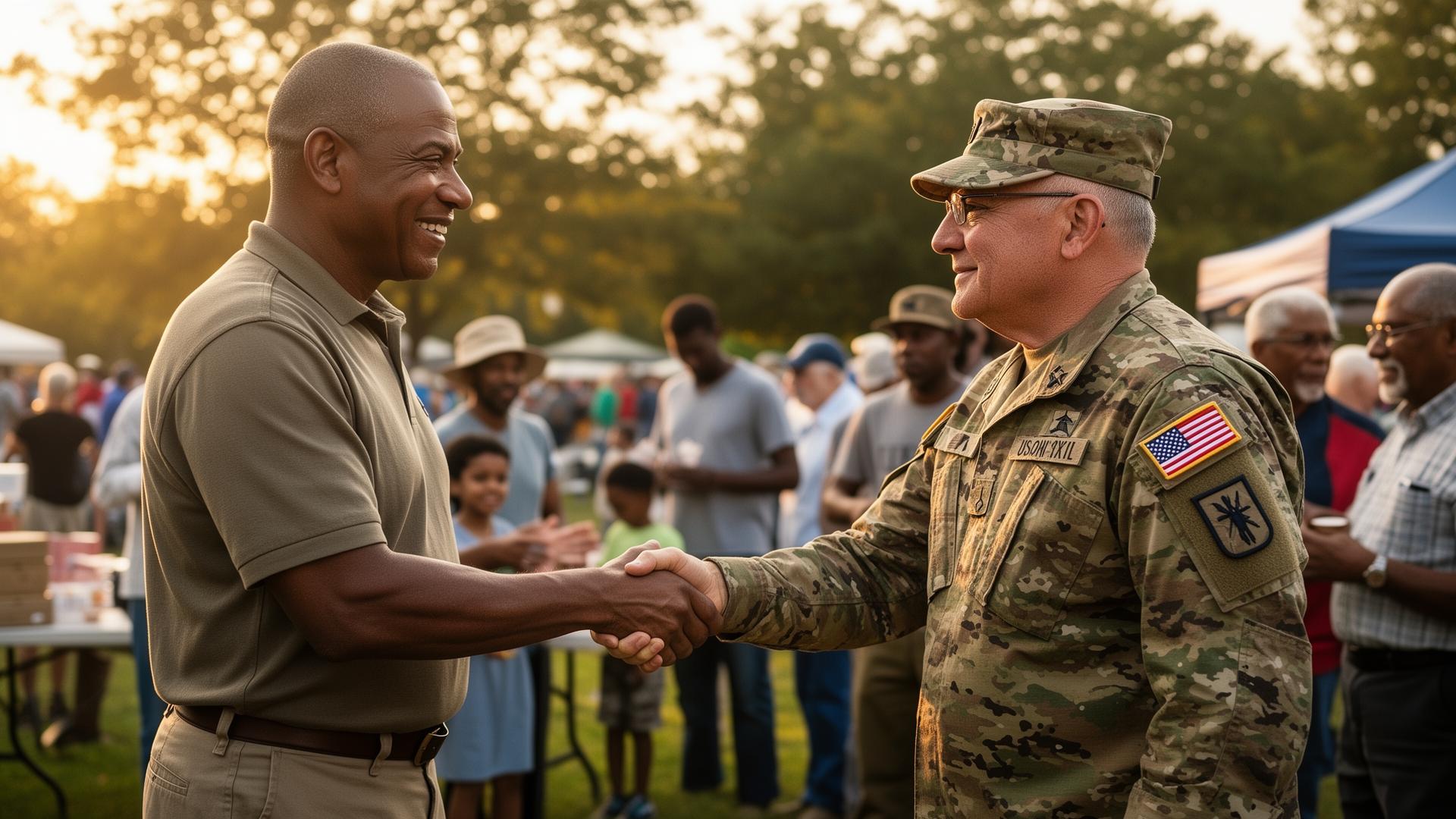 Veterans supporting each other at a community event